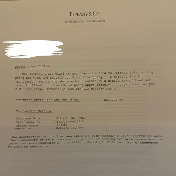 Tiffany & Co. 1.18 Carat Diamond Solitaire Engagement Ring - Picture 7 of 7